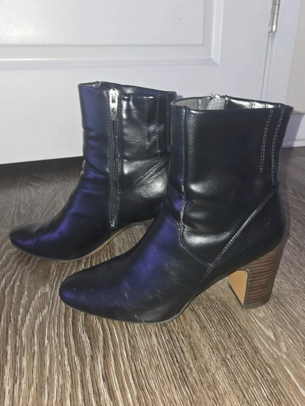 Franco Sarto Ponte Women's Black Zip Heel Boots Booties Size 9
